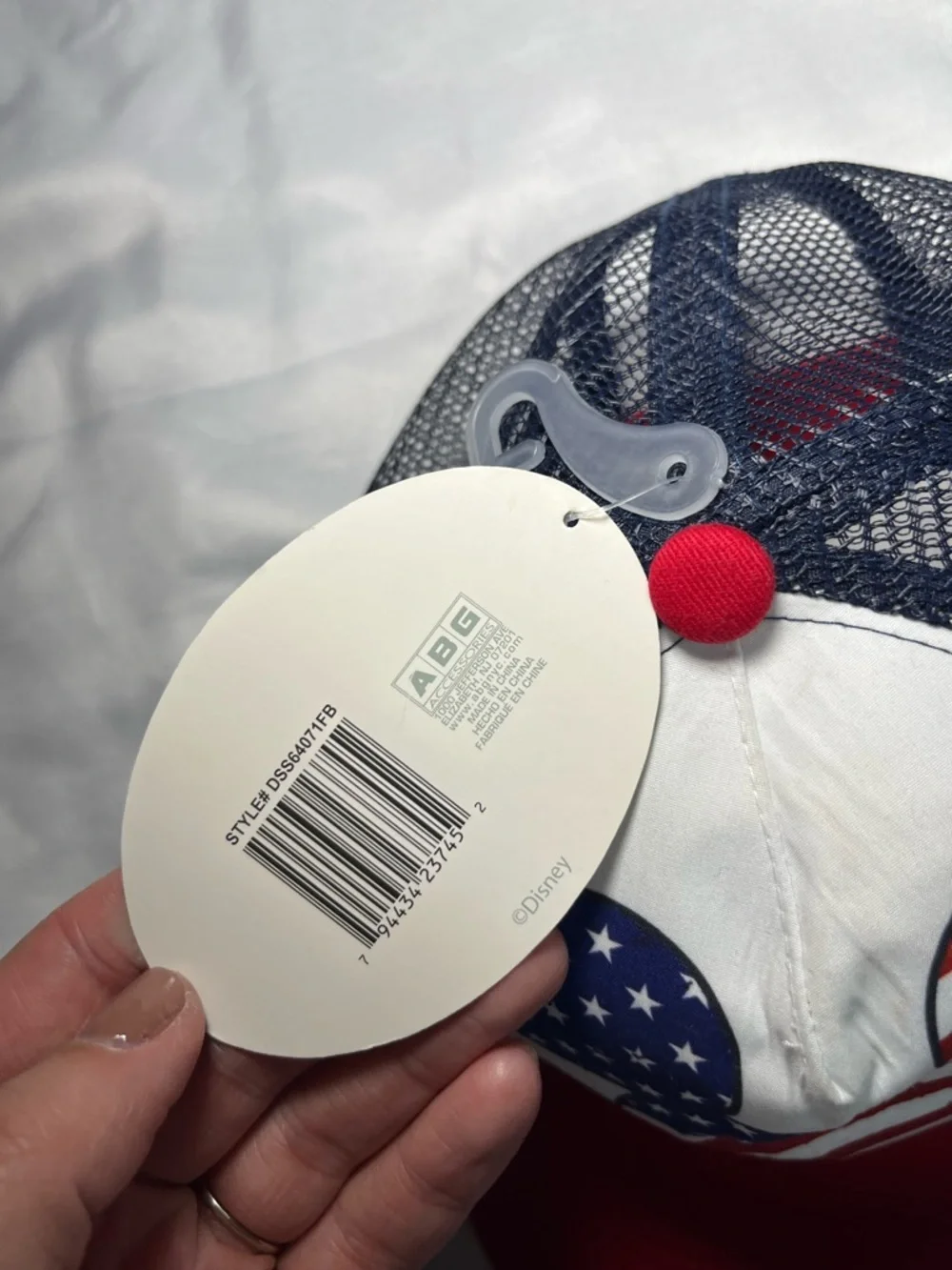 Disney Mickey Mouse USA Hat Red White Blue Mesh Snapback Cap NWT Adult‎ OS